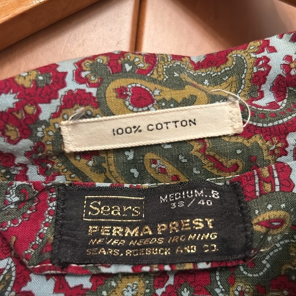 Vintage (unisex?) SEARS 100% cotton permaprest long sleeved shirt, size M, 38/40 - Picture 3 of 9